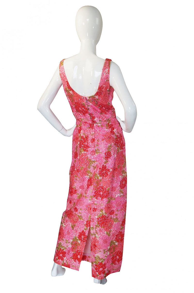 1960s Pink Sequin Evening Dress