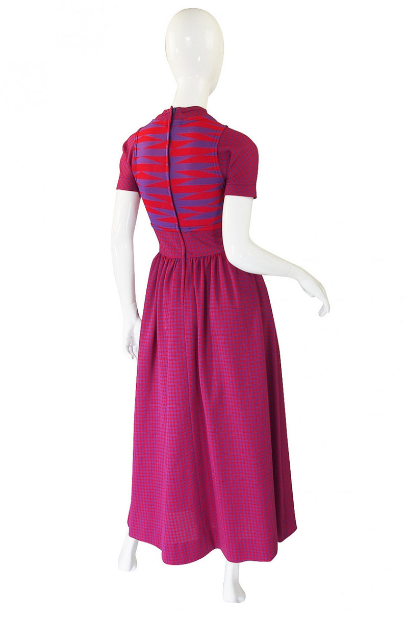 1971 Checked Raspberry Rudi Gernreich Maxi Dress