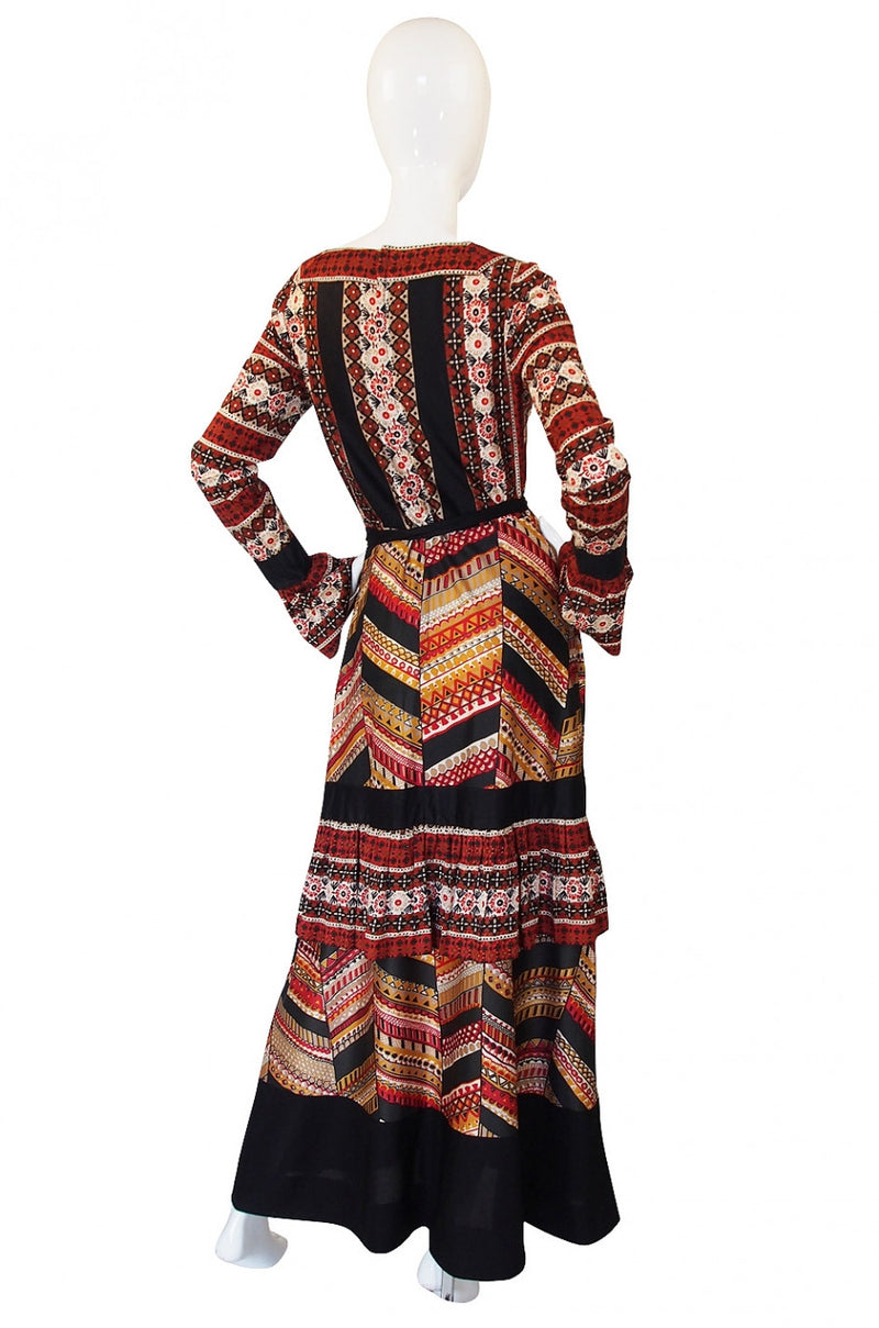 1960s Printed Jean Varon Maxi Dress