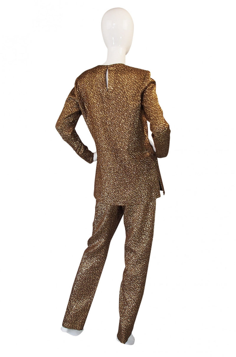 1960s Pierre Balmain Gold Silk Brocade Set