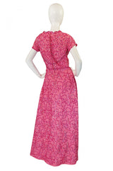 1960s Pink Sequin & Lace Hostess Dress