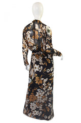 1970s Mollie Parnis Silk Plunge Gown
