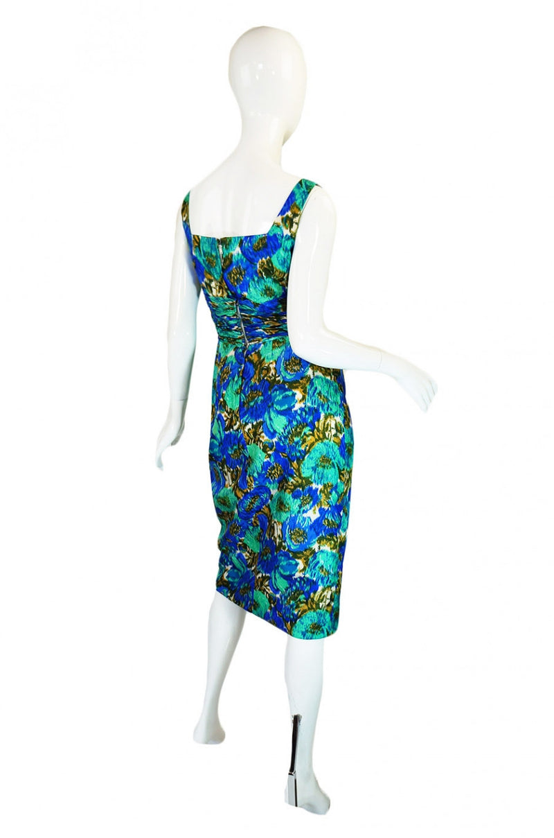 1950s Gigi Young Silk Print Wiggle Dress