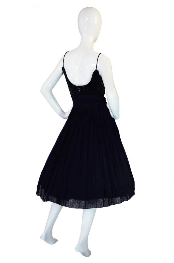 1950s Silk Chiffon & Sequin Party Dress