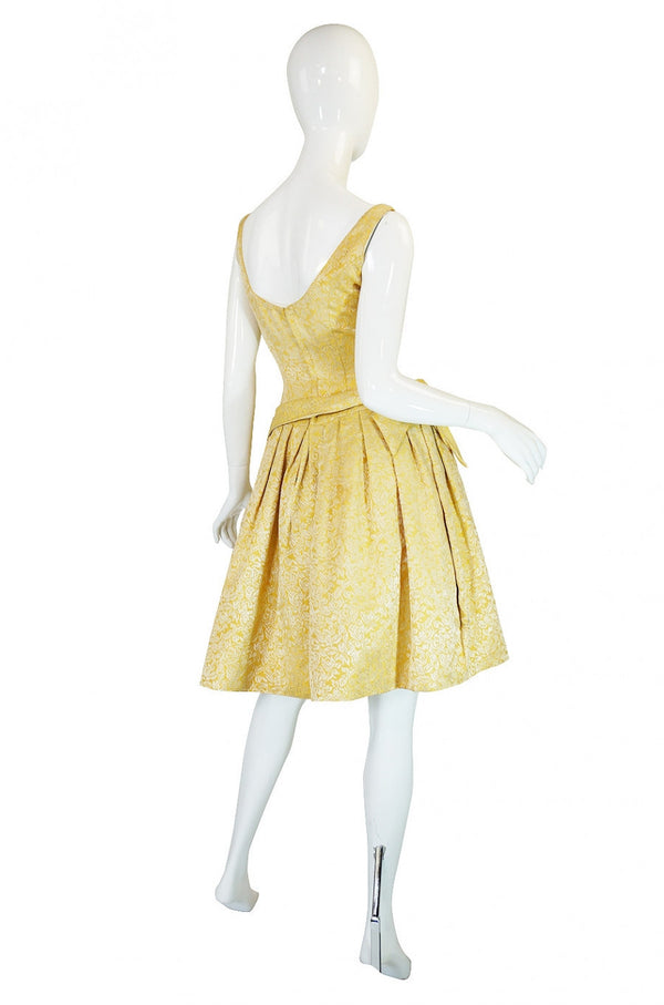 1950s Golden Silk Brocade Cocktail Dress