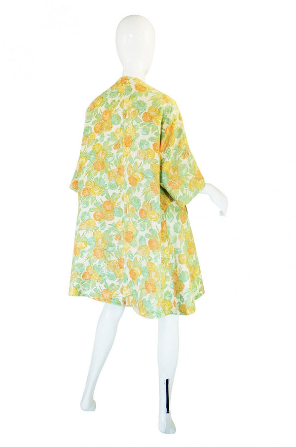 1960s Pastel Floral Brocade Swing Coat