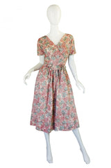 1950s Pink Print Day Dress with Cape