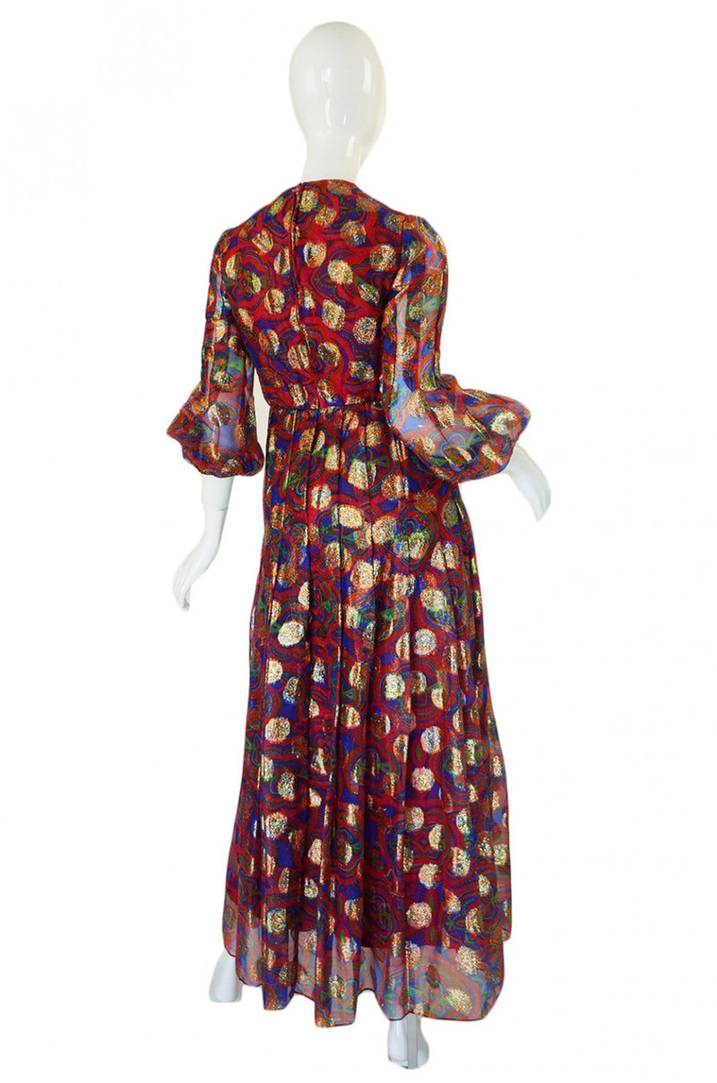 1960s Metallic Dot Silk Organza Malcolm Starr Dress