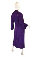 1970s Jean Muir Purple Print Dress
