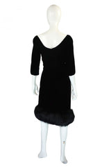 1950s Fox Trim Velvet Suzy Perette Dress