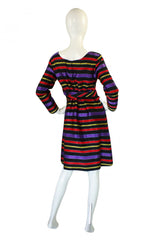 1960s Striped Silk Ribbon Shift Dress