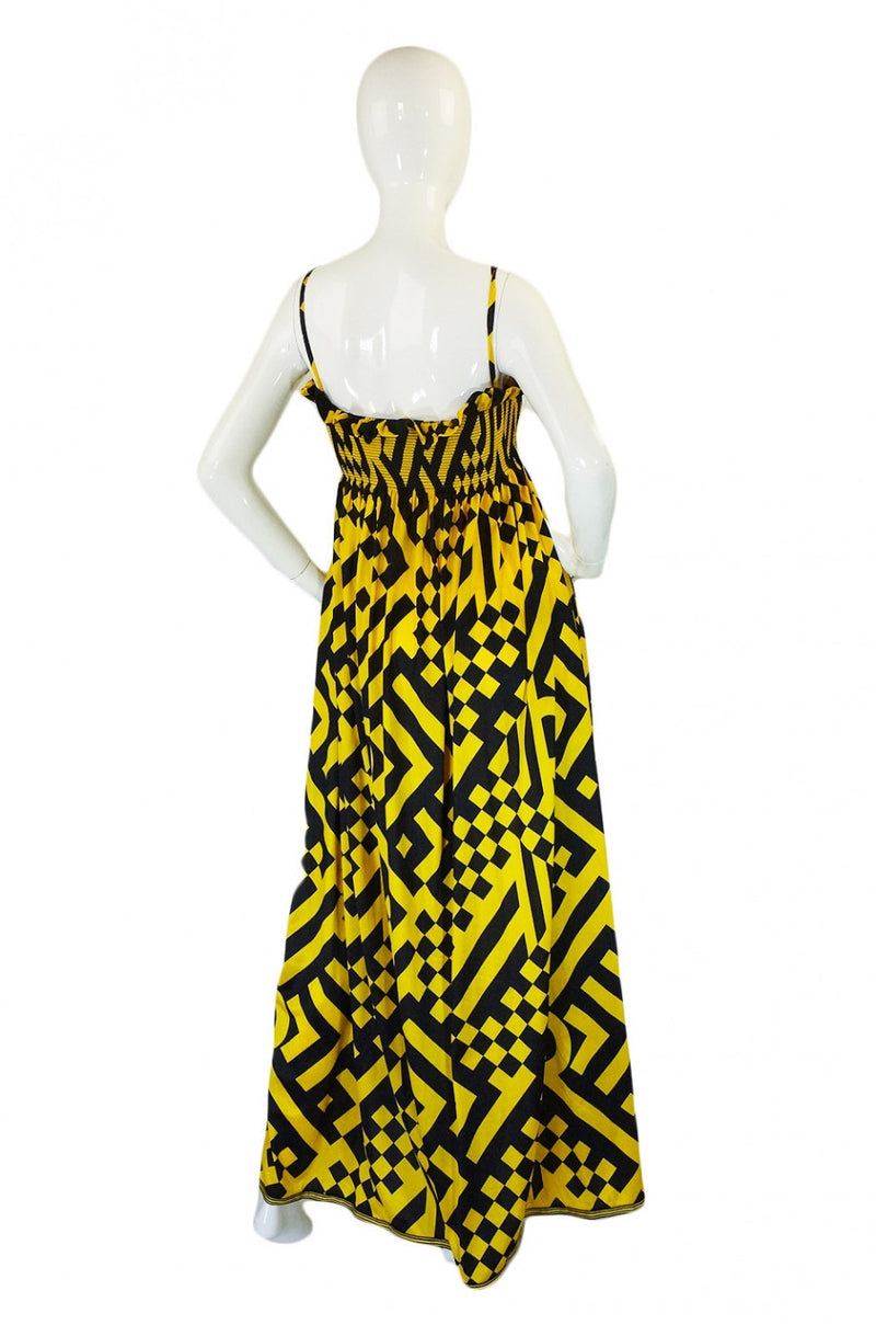 1960s Yellow & Black Jean Varon Maxi