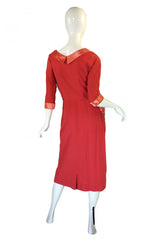 1940s Bead & Pearl Trimmed Swing Dress