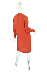 1970s Silk Pleated Salmon Chloe Dress