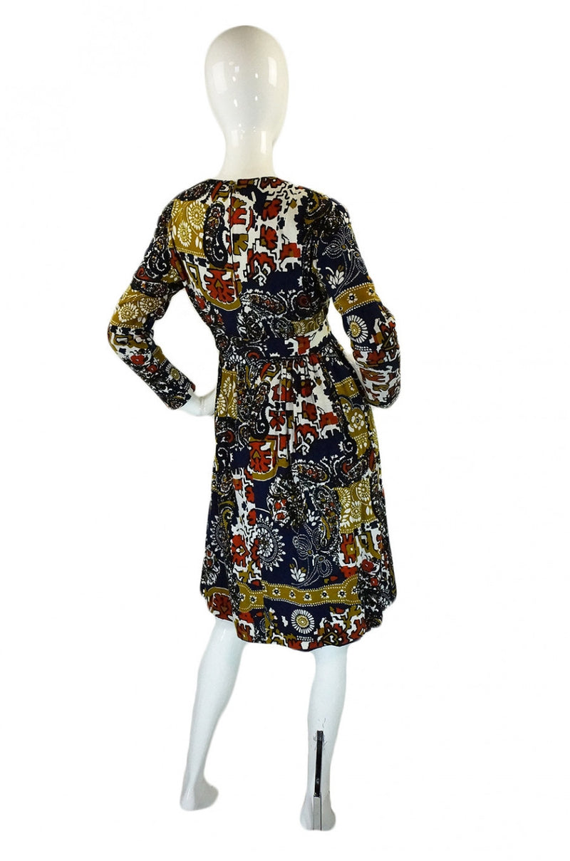 Documented 1970 Malcolm Starr Printed Jersey Baby Doll Dress
