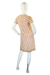 1960s Baby Pink Beaded Mod Shift Dress