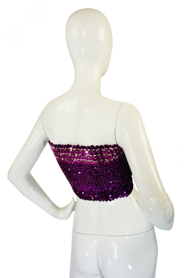 1970s Sequin Purple & Pink Tube Top
