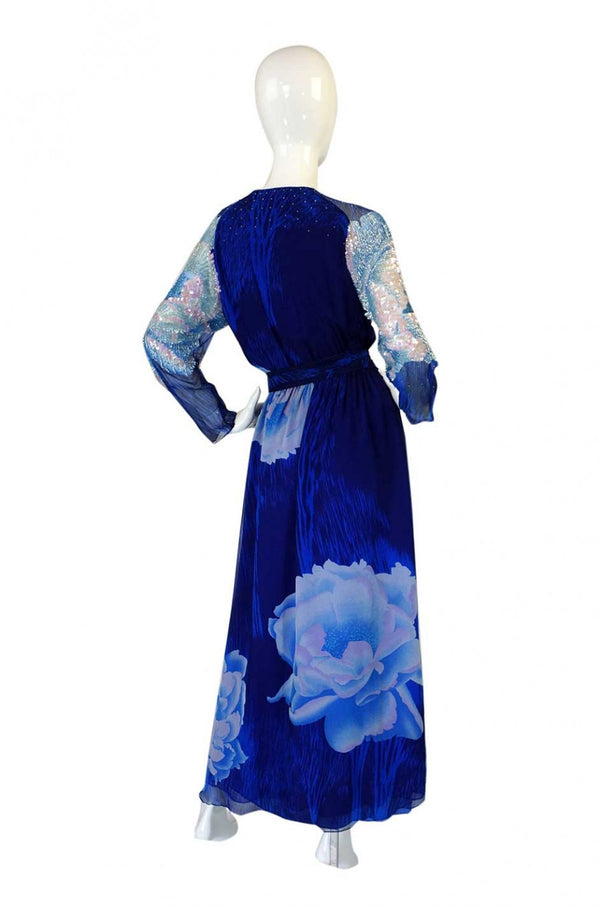 1980s Silk Chiffon & Sequin Hanae Mori