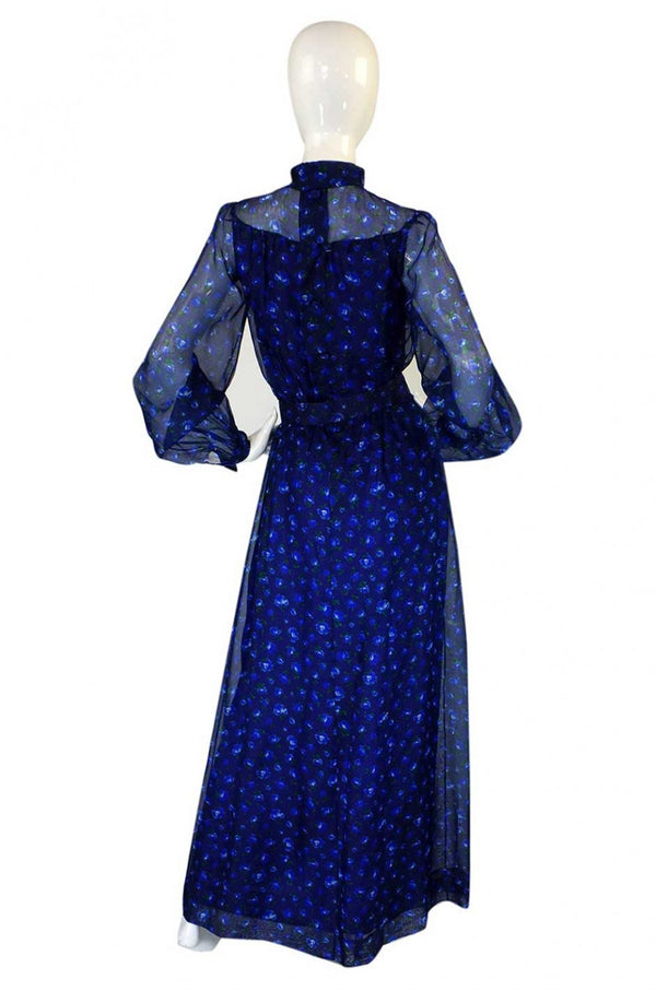 1970s Givenchy Silk Floral Maxi Dress