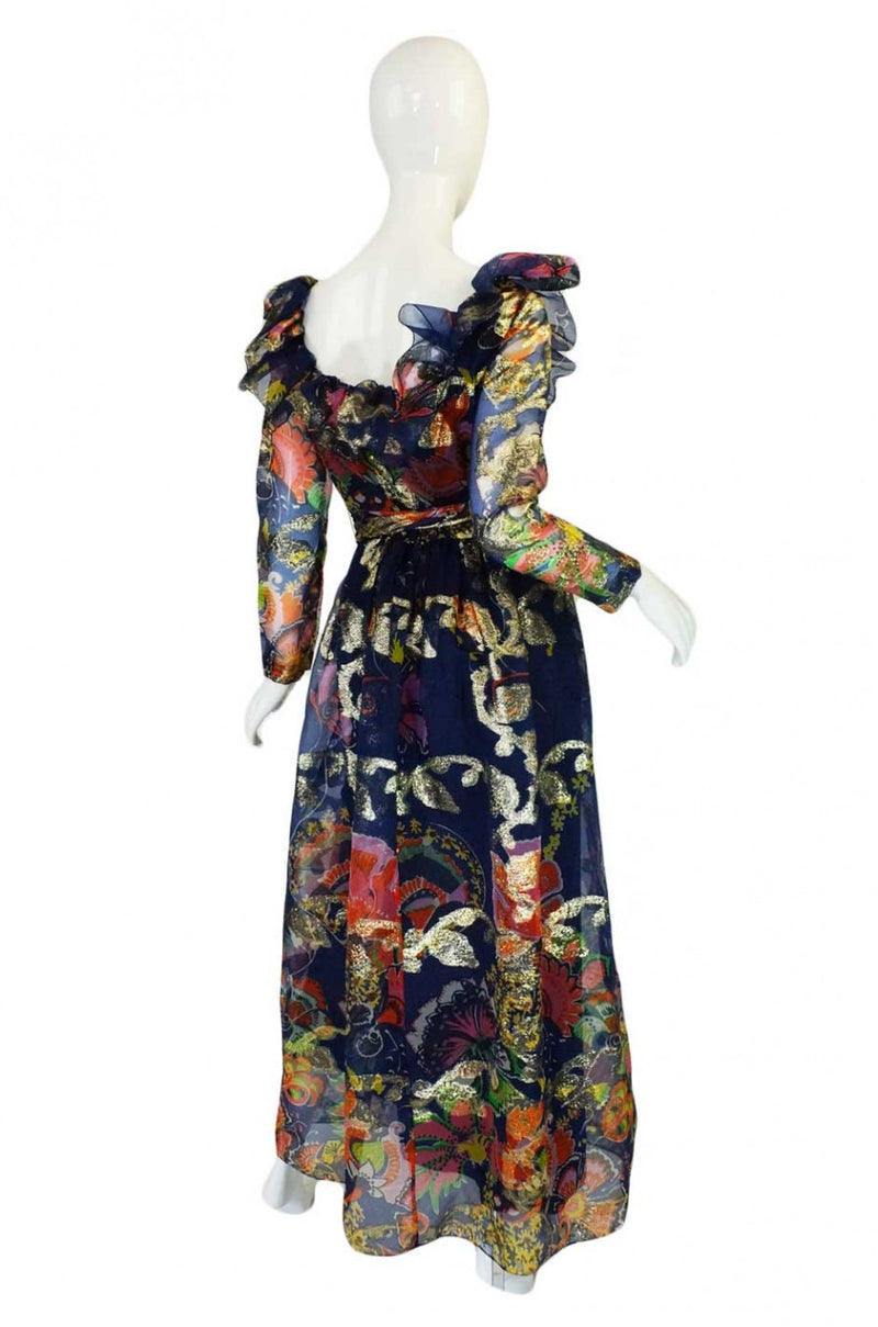 1960s Oscar De La Renta Ruffled Gown