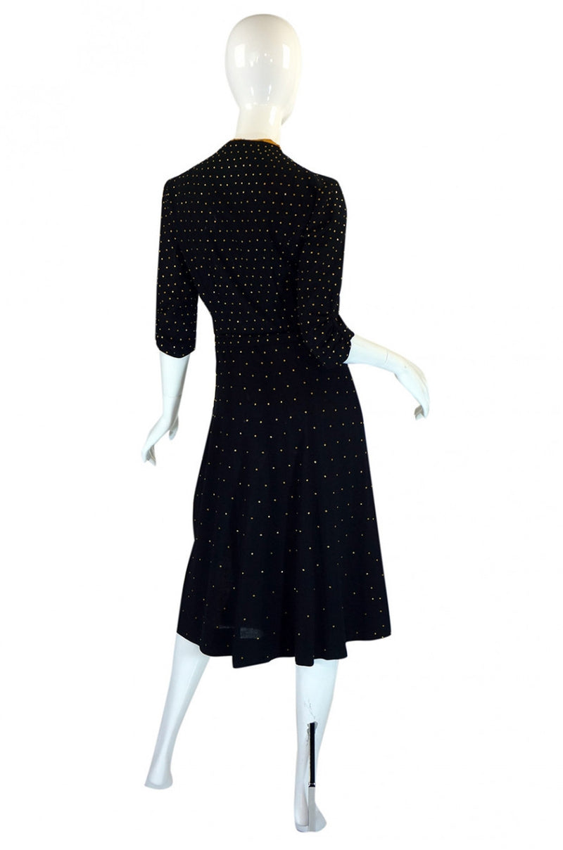 1940s Rare Brass Studded Swing Dress