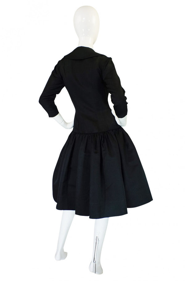 1950s Silk Low Skirted Cocktail Dress