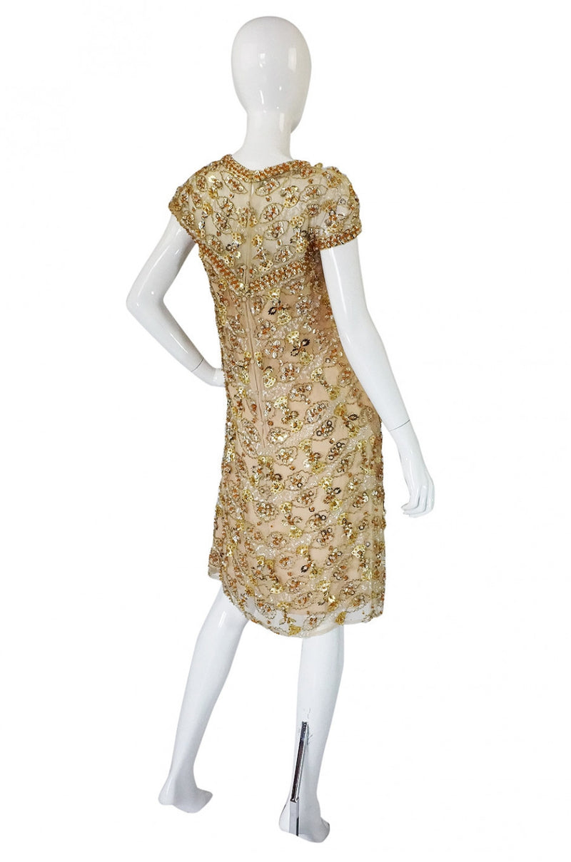 1960s Rare Nina Ricci Beaded Shift Dress