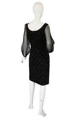 1960s Heavy Hand Beaded Black Shift