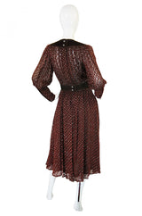 1970s Rare Silk & Suede Jean Muir Dress