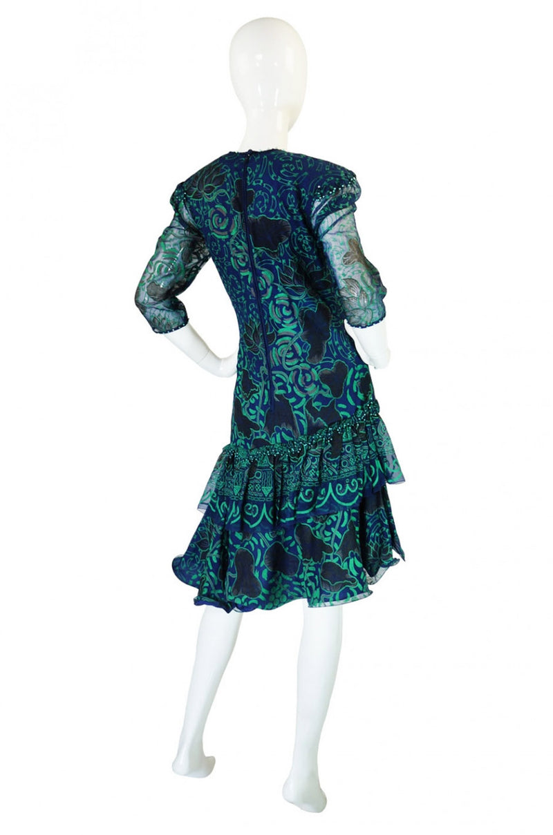 1970s Beaded Zandra Rhodes Silk Dress