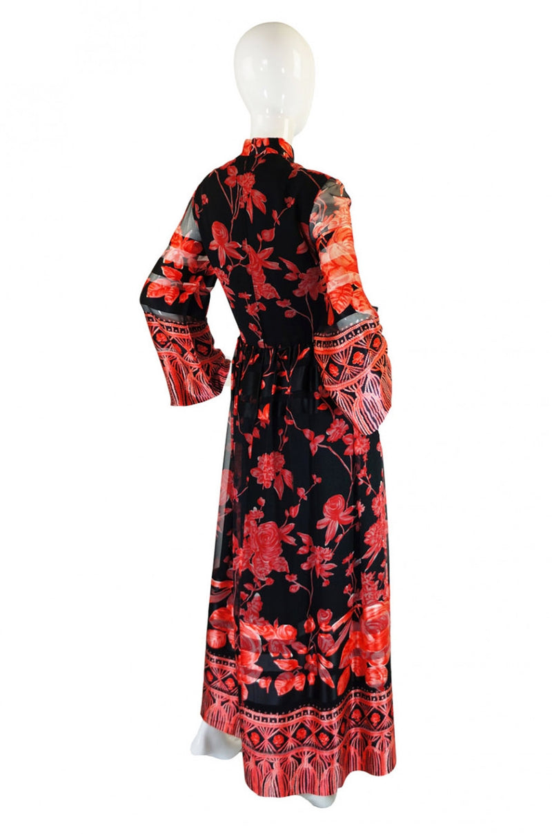 1960s Silk Coral Oscar De La Renta Gown