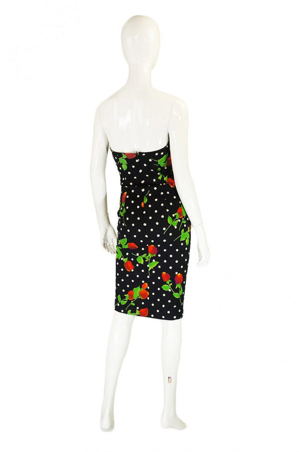 Runway 1980s Strapless Patrick Kelly Floral Dress