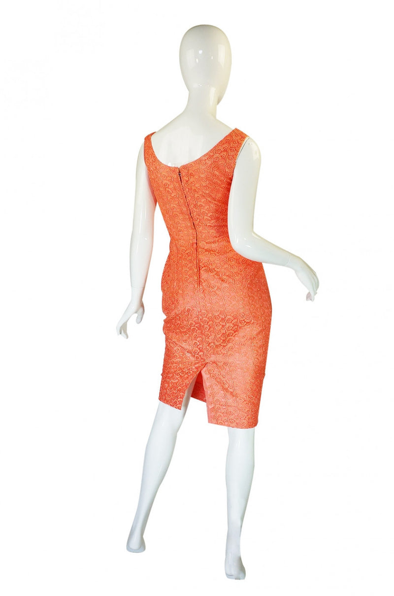 Amazing 1950s Peach Lace Wiggle Dress