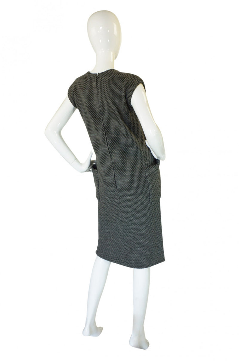 1960s Grey Wool Pauline Trigere Sheath