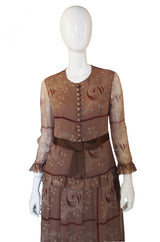 1960s Fine Barocco Silk Chiffon Day Dress