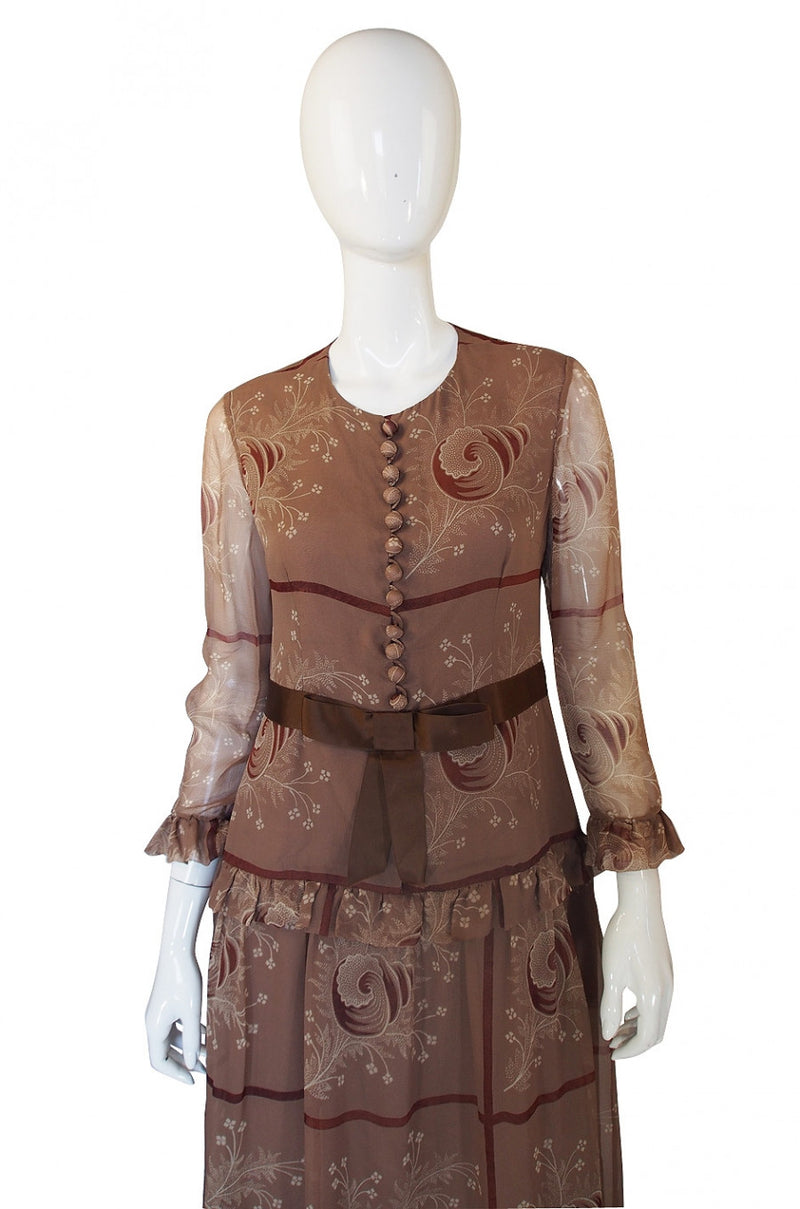 1960s Fine Barocco Silk Chiffon Day Dress