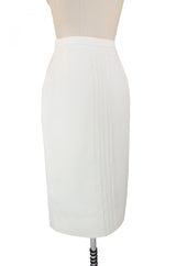 1970s White Linen Valentino Skirt
