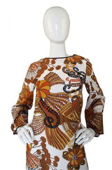 1970s Jean Allen Printed Caftan Maxi
