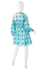 1960s Turquoise Barocco Silk Dress Set