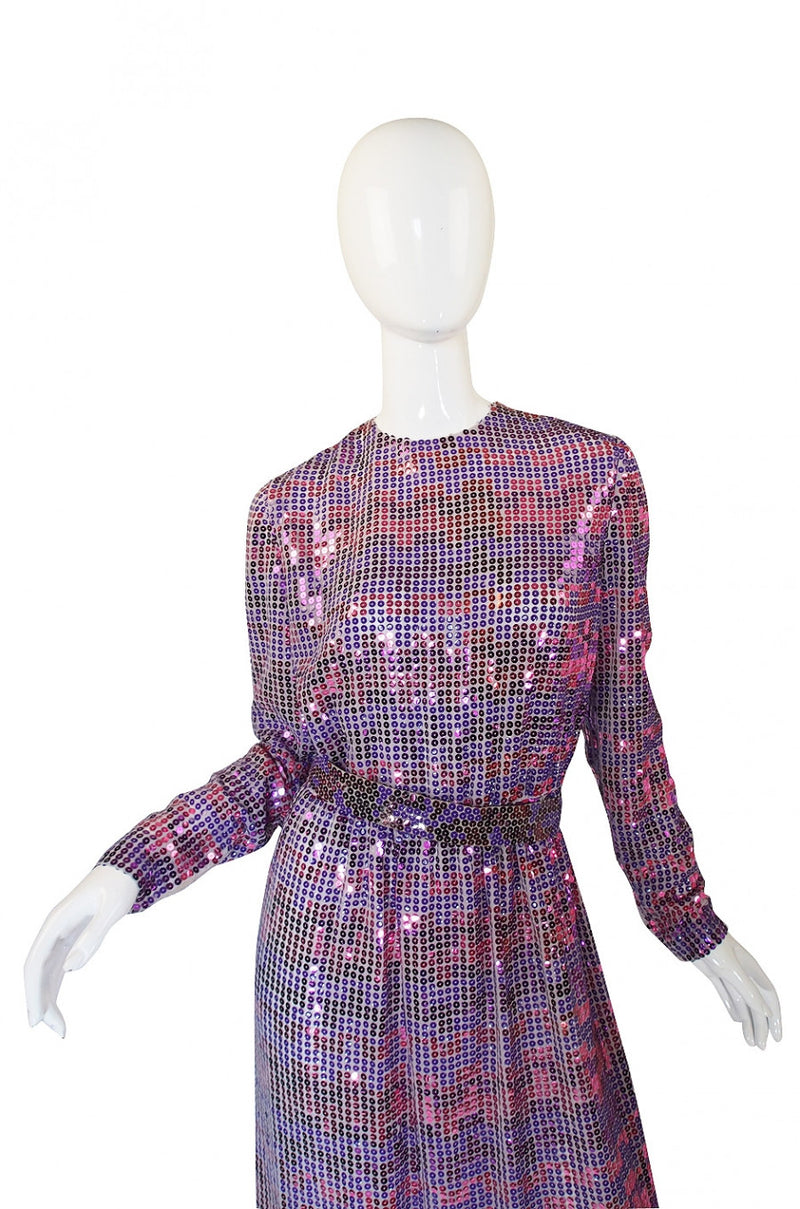 1960s Irredescent Sequin Bill Blass Gown