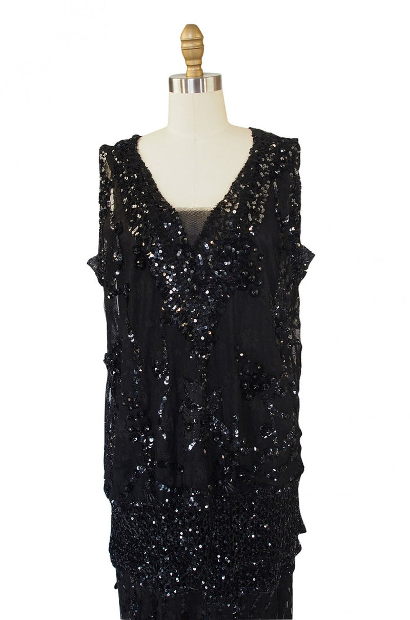 1920s Incredible Lace Bead & Sequin Gown