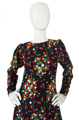 1970s Dotted Silk Yves Saint Laurent Dress