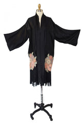 1920s Padded Flower Fringe Flapper Robe