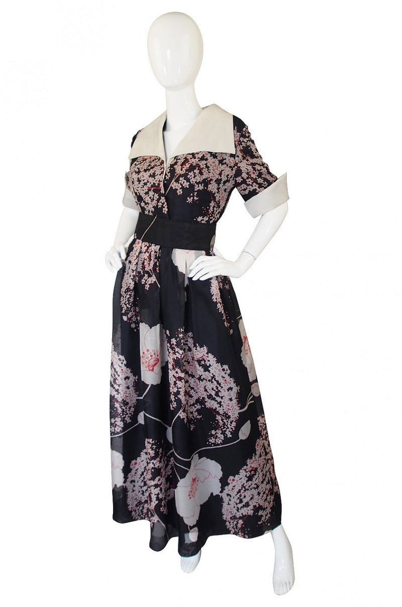 1960s Silk Organza Maxi Dress