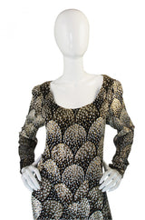 1970s Stavropoulos Metallic Silk Dress