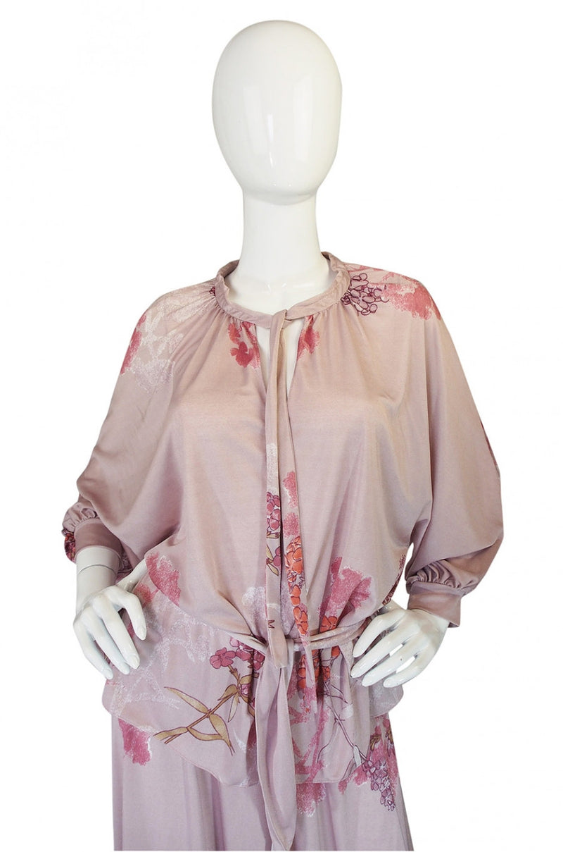 1970s Mac Tac Print Jersey Skirt & Top