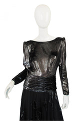 1980s Silver Accent Low Back Valentino Gown