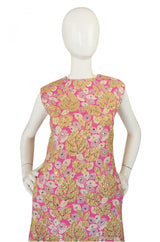 1960s Kiki Hart Rhinestone Pink Silk Brocade