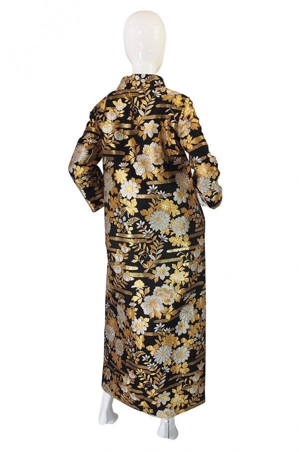 1960s Gold Brocade Evening Maxi Coat