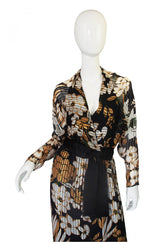1970s Mollie Parnis Silk Plunge Gown